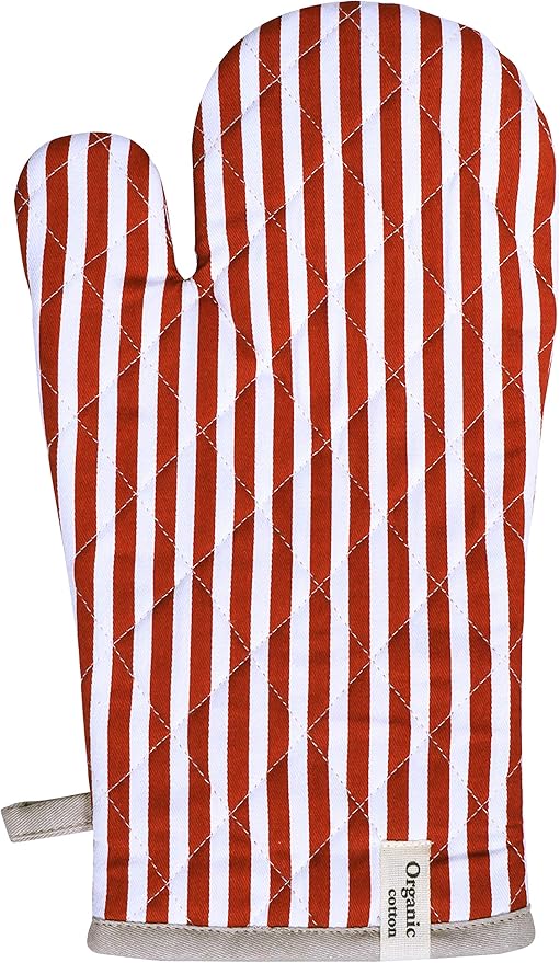 AMOUR INFINI Cotton Oven Mitts Set of 1 with Hanging Loop Non-Slip, Heat Resistant, Reusable Oven Mitt for Baking Cooking Kitchen Easter Oven Gloves (Rust)