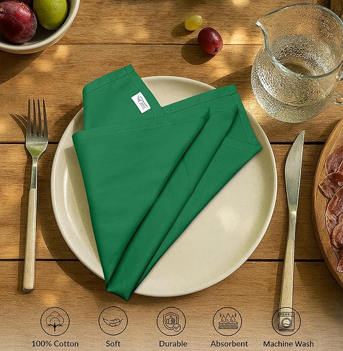 Ruvanti Cloth Napkins Set of 6, 100% Cotton High GSM 18x18 Inches Soft, Washable, Highly Durable & Absorbent, Perfect for Parties, Christmas, Thanksgiving Dinners – Amazon