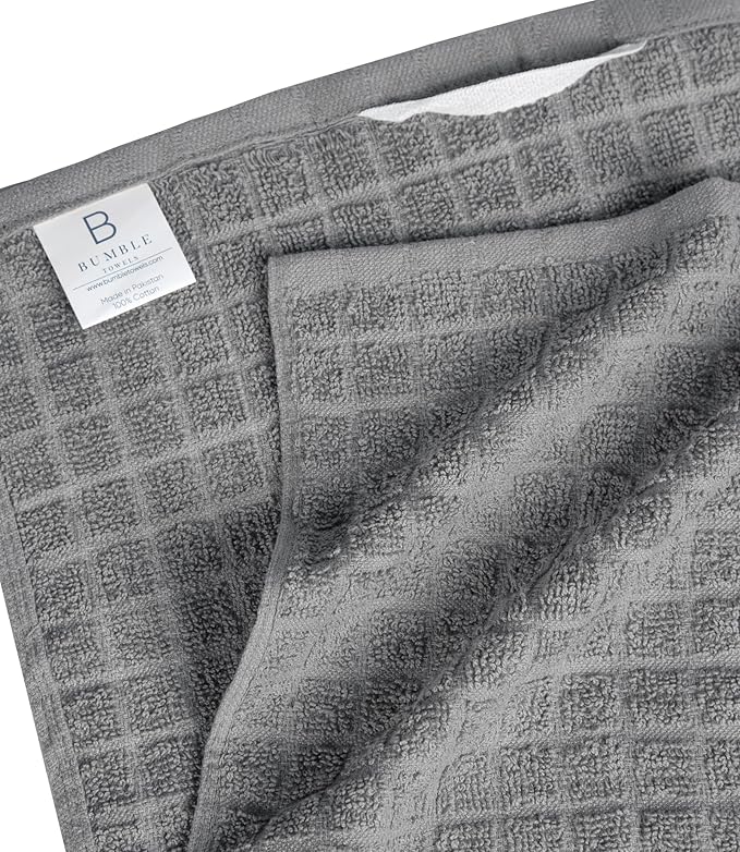 Bumble Kitchen Towels (6 Pack) | 16” x 28” | 100% Cotton Kitchen Towels | 385 GSM | Soft, Highly Absorbent & Durable Dish Towels for Kitchen | Gray