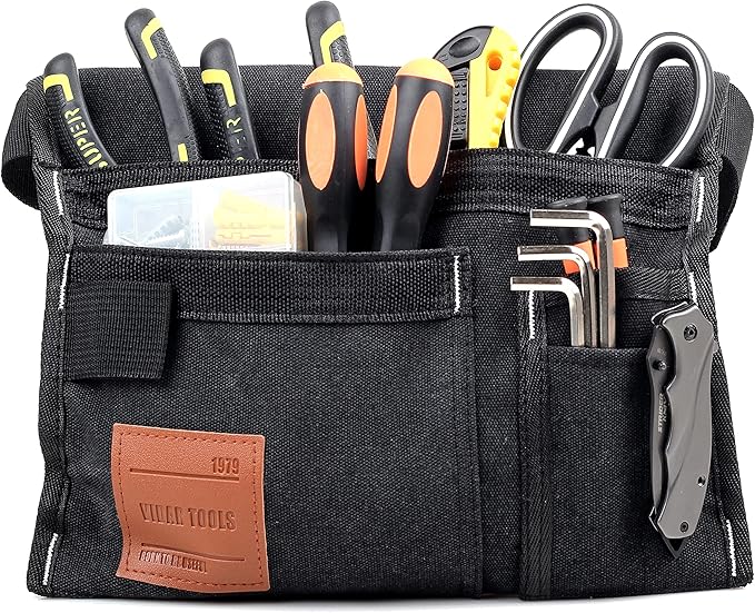 VIDAR TOOLS 6-Pocket Single Side Tool Belt Pouch/Utility Belt/Work Apron for Carpenter and Gardener.Durable Canvas Construction.Comfortable Adjustable Belt.Light Weight.BLACK