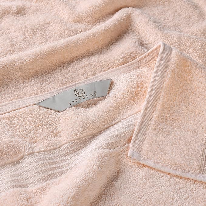 Superior Egyptian Cotton 3-Piece Towel Set, Basic Towels For Bathroom, Home Decor, Guest Bath, Shower, Apartment, Included 1 Face, 1 Hand, 1 Bath Towel, Washcloth, Quick Dry, Peach