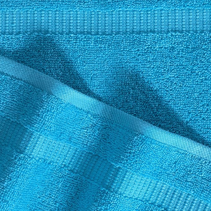SALBAKOS 100% Turkish Cotton Washcloth Set of 12, 13x13 inch | Premium Quality | Hotel & Spa Collection | Ultra Soft, Super Absorbent, Wash Cloth Towels | Made in Turkey (Aqua, 12 Washcloths)