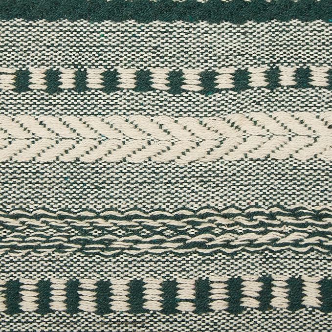 DII Farmhouse Braided Stripe Table Runner Collection, 15x72 (15x77, Fringe Included), Dark Green