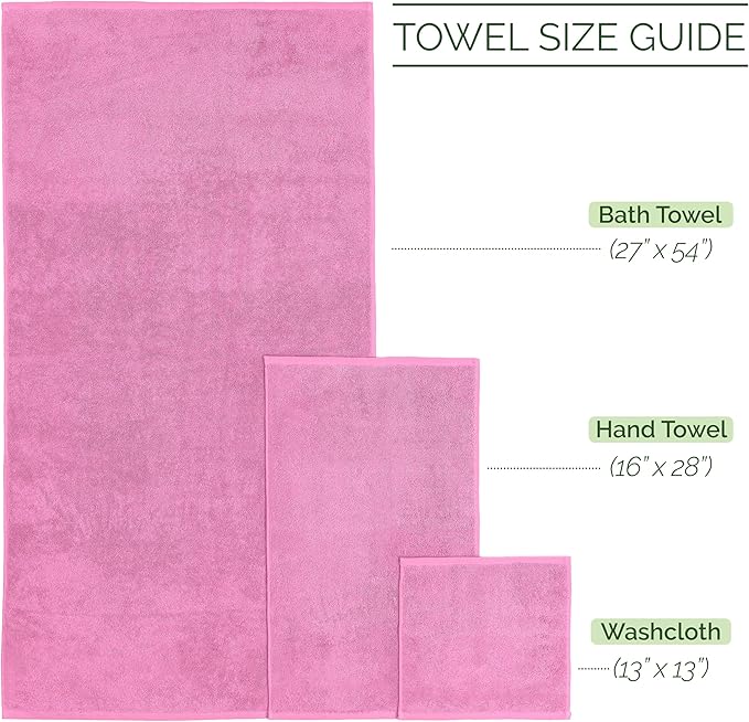 Elegant Comfort Luxury 6-Piece 100% Turkish Cotton Jacquard Braided Textured Premium Hotel Quality Towel Set– Soft and Absorbent, Includes 2 Bath Towels, 2 Hand Towels and 2 Washcloths, Light Pink
