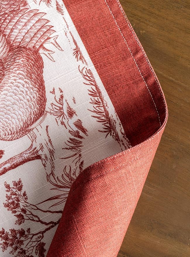 Maison d' Hermine Placemats Set of 4 100% Cotton Washable Cloth Place Mats, Reusable Table Mats for Thanksgiving Christmas Decorations Kitchen Dining Party Wedding (Holy Jouy - Red, 13" x 19")