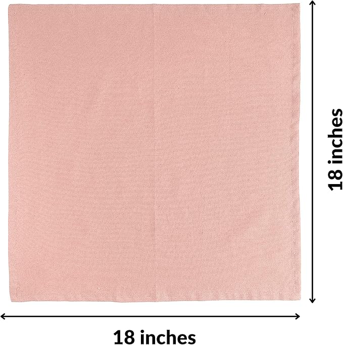 Cloth Napkins Dinner Washable Set of 4 in Cotton Linen Fabric Premium Quality, Mitered Corners for Reusable Every Day Use Pre Shrunk and Good Absorbency Christmas Cloth Napkins (Pack of 4, Pink)