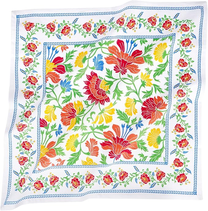 FINGERCRAFT Cloth Napkins, Set of 12 Cotton Linen Blend Printed Dinner Napkins Cloth Mitered Corner Perfect for Parties Dinners Weddings Cocktail Christmas Easter 20x20 Persian Flora