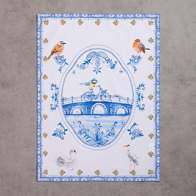 Maison d' Hermine Kitchen Towels Set of 3 100% Cotton 27.50" x 20" Reusable Cloth Tea Dish Towels Absorbent with Hanging Loop for Kitchen Gifts for Mothers Day Spring/Summer (Amsterdam Canals)