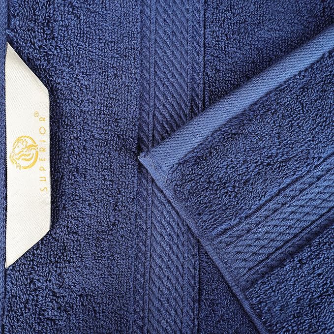 SUPERIOR Egyptian Cotton Pile Bath Sheet Set of 2, Ultra Soft Luxury Towels, Thick Plush Essentials, Absorbent Heavyweight, Guest Bath, Hotel, Spa, Home Bathroom, Shower Basics, Navy Blue