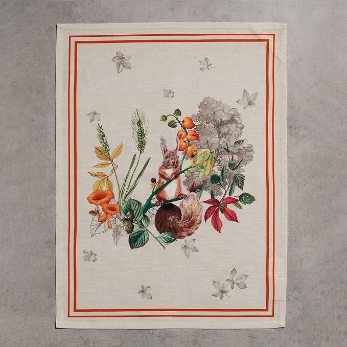Maison d' Hermine Kitchen Towels Set of 3 100% Cotton 20" x 27.5" Reusable Cloth Tea Dish Towels Absorbent with Hanging Loop for Kitchen Dining Thanksgiving Christmas Decorations (Recolte)