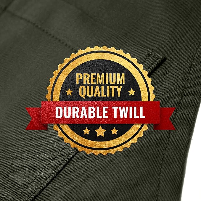 Under NY Sky Essential Army Green Apron – Cross-Back with Durable Twill and Leather Reinforcement – Adjustable for Men and Women – Pro Chef, Tattoo Artist, Baker, Barista, Bartender, Server Aprons