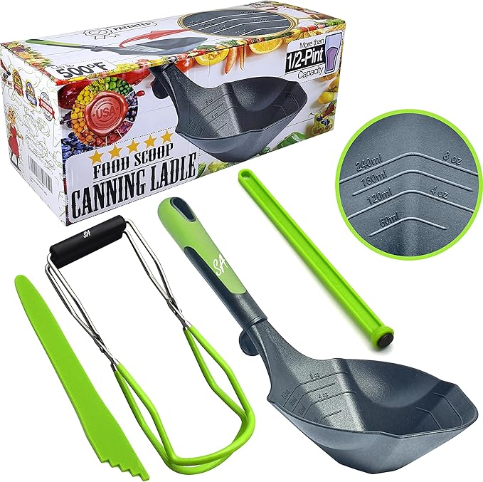 Supa Ant Jar lifter and Canning Ladle 1/2 Pint Capacity - Canning Supplies with Magnetic lid lifter + Bubble Popper (Assembled in USA)