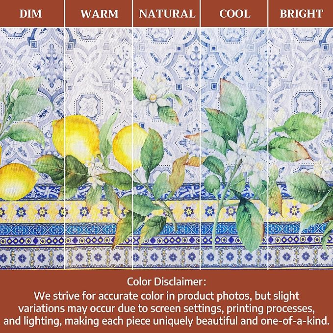 Maison d' Hermine Placemats Set of 4 100% Cotton Washable Cloth Place Mats Reusable Table Mats for Kitchen Dining Party Wedding Gifts for Mothers Day Spring/Summer (Citrus, 13" x 19")