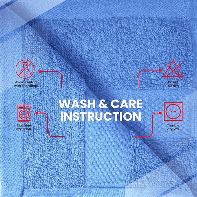 Infinitee Xclusives Luxury Wash Cloths for Showering [13x13] – 100% Cotton Washcloths [Pack of 12], Soft and Absorbent Face Towels for Bathroom Wash Clothes, Gym, and Spa (Eloquent Blue)