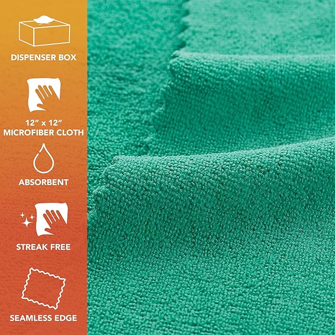Arkwright Smart Rags Microfiber Cleaning Cloths, Pallet of 14400, Lint Free 180 GSM Reusable Towels for Auto, Office and Household Cleaning, 12 x 12 in, Green