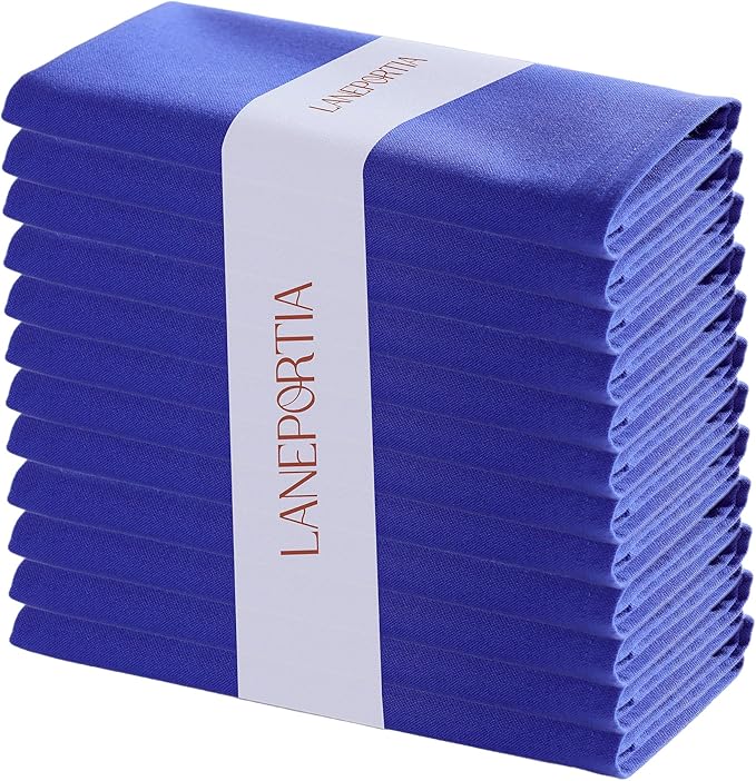 Cloth Napkins Set of 12 Solid Dinner Napkins 18x18 Inch, 100% Cotton, Soft Absorbent Reusable Washable Durable Napkin, Decorations, Restaurant, Wedding & Table Décor - Ink Blue