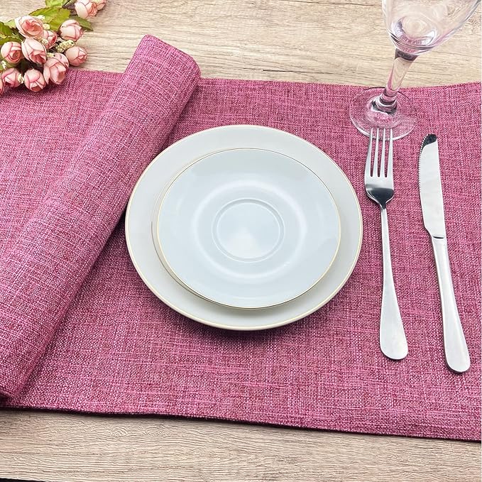 Weabetfu Cloth Placemats Set of 4 Heat Resistant Dining Table Placemmats Cotton Linen Machine Washable Kitchen Table Mats Wrinkle Free Thick Fabric Place Mat,Easy to Clean,13"x19"
