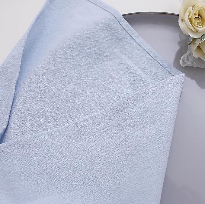 Cotton Spring Easter Cloth Napkins Set of 12, 16’’x16’’, Dinner Cloth Napkins Washable Bulk with Hemmed Edges, for Hotel Restaurant, Wedding Birthday Party (Light Blue)