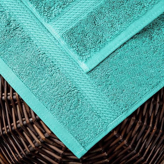 SUPERIOR Egyptian Cotton Pile 10 Piece Towel Set, Includes 2 Bath, 4 Hand, 4 Face Towels/Washcloths, Ultra Soft Luxury Towels, Thick Plush Essentials, Guest Bath, Spa, Hotel Bathroom, Turquoise