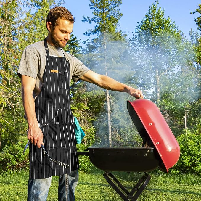 Chef Pomodoro Chef Apron for Men and Women - Kitchen Apron with Pockets & Adjustable Neck Straps - Cooking Apron 100% Cotton