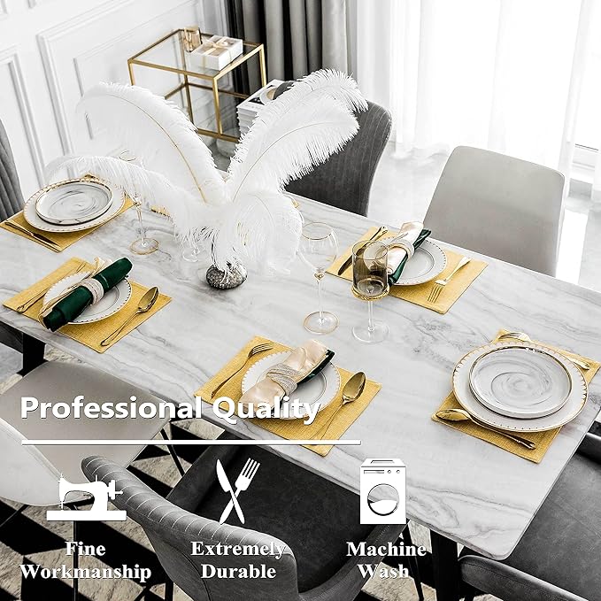 Home Brilliant Dining Placemats Set of 6 Heat Resistant Dining Table Place Mats for Kitchen Table for Placemats Decoration for Dinner Spring Decor, 13 x 19 inches, Yellow