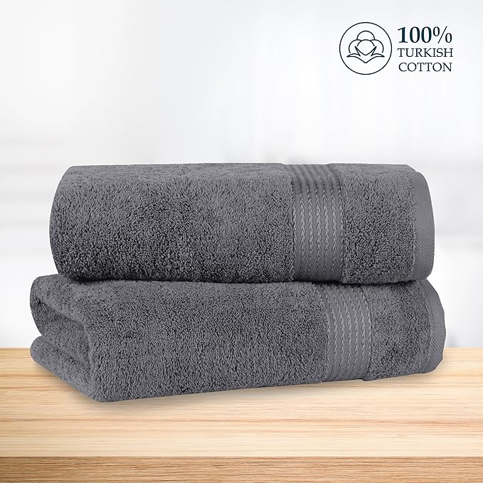 Mocassi Luxury 100% Turkish Cotton 2-Pack Bath Towel Set- Ultra Soft, Quick Dry Highly Absorbent 27 x 54 inch Premium Spa Hotel Quality 2PC Bath Towels - Luxurious Soft Bathroom Towels, Gray