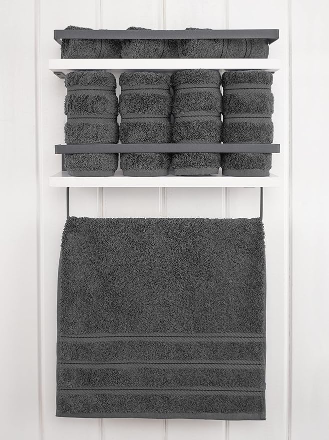 American Soft Linen Luxury Hand Towels for Bathroom, 600 GSM Heawy Weight 16x28 Size 100% Cotton Turkish 4 Piece Hand Face Towel Set, Dark Gray Hand Towels