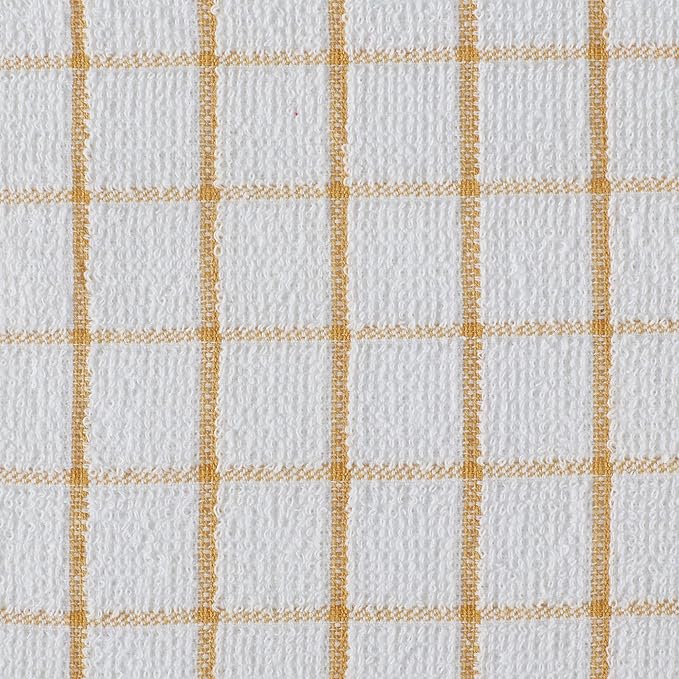 DII Basic Terry Collection Windowpane Dishcloth Set, 12x12, Honey Gold, 6 Piece
