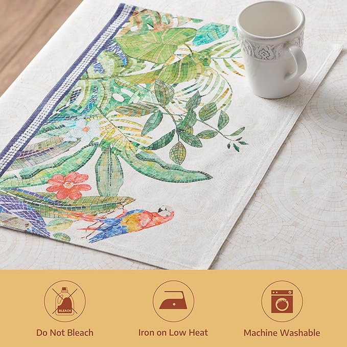 Maison d' Hermine Placemats 100% Combed Cotton Premium Set of 4 Dinner Placemat, Decorative Washable Cloth Placemat, Dining, Buffet Parties & Camping - Mosaic (13"x19")