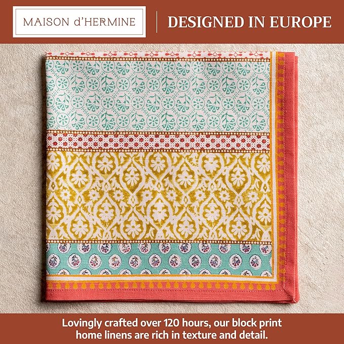 Maison d' Hermine Cloth Napkins Set of 4 100% Cotton Everyday Reusable Square Napkins Cloth Washable Dinner Party Wedding Restaurant Gifts for Mothers Day Spring/Summer (Provence, 20" x 20")