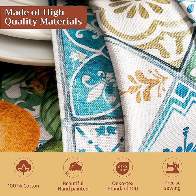 Maison d' Hermine Cloth Napkins Set of 4 100% Cotton Everyday Reusable Square Napkins Cloth Washable Dinner Party Wedding Restaurant Gifts for Mothers Day Spring/Summer (Agrume, 20" x 20")