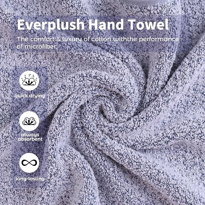Everplush 4-Piece Premium Hand Towel Sets: Super-Soft, Highly Absorbent & Quick Drying Bathroom Towels – Versatile for Hotel, Bathroom, Shower, Spa, 16x30 Inches (Dusk, 16" x 30")