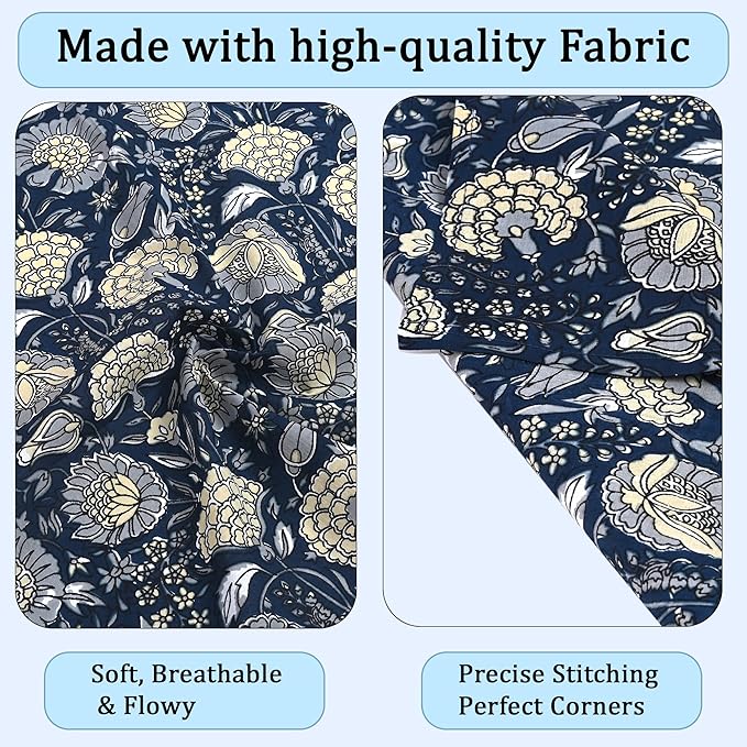 Ridhi Midnight Marigold Garden Hand Block Print 100% Cotton Napkins 18" x 18" (Set of 4) Reuseable Kitchen Napkins Cloth Decor Dinner Party Cocktail Gift for Spring, Easter, Valentine