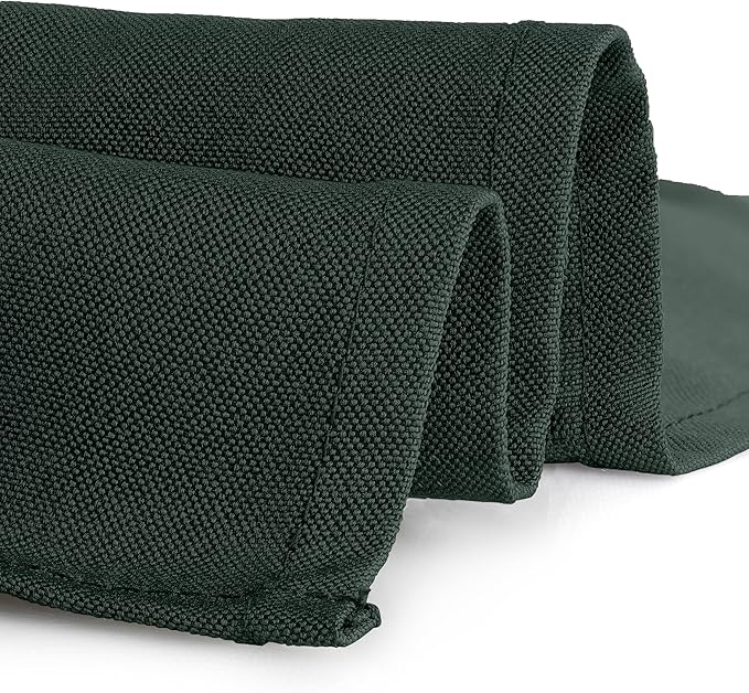 Gee Di Moda Cloth Napkins - 17 x 17 Inch Hunter Green Dinner Napkins - Set of 12 Soft & Absorbent Washable Fabric Cloth Table Napkins with Hemmed Edges for Hotel Restaurant, Holiday Parties & Wedding
