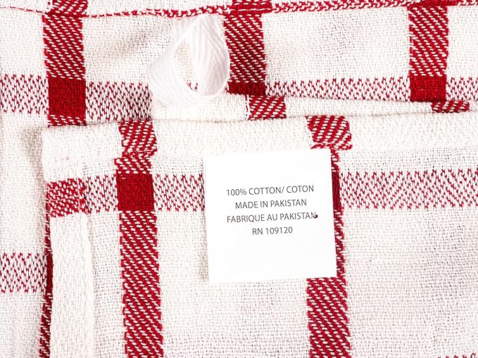 KAF Home Assorted Flat Kitchen Towels - Set of 10, 18 x 28 Inch (Red)