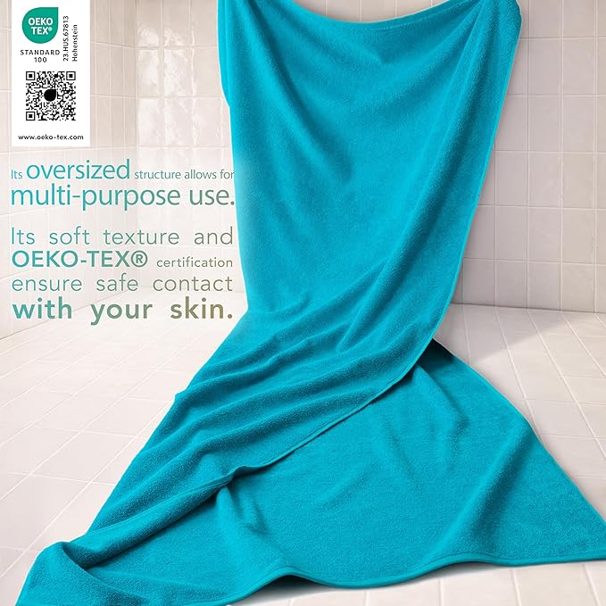 Cotton Paradise 100% Cotton 40x80 Oversized Bath Sheet, Extra Large Turkish Bath Towels for Bathroom, Aqua Blue Bathsheet