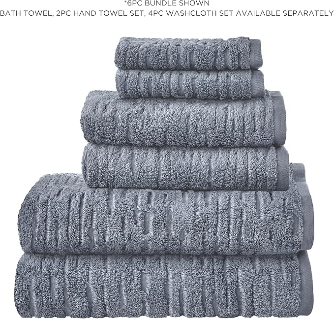 SKL Home CloudSoft Cotton Luxury 2-Piece Hand Towel Set, Smoke Blue