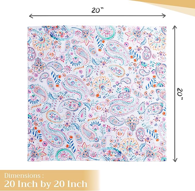 Maison d' Hermine Cloth Napkins Set of 4 100% Cotton Everyday Reusable Square Napkins Cloth Washable Dinner Party Wedding Restaurant Gifts for Mothers Day Spring/Summer (Indian Floral, 20" x 20")