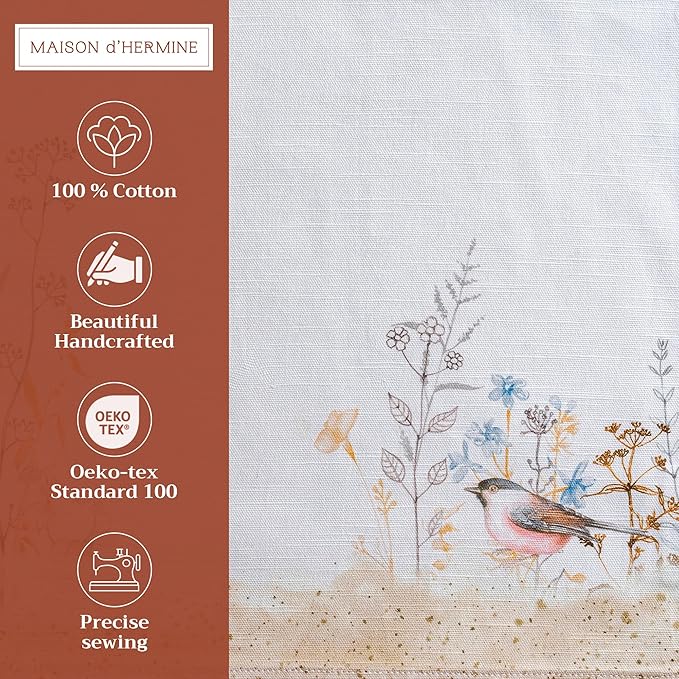 Maison d' Hermine Placemats Set of 4 100% Cotton Washable Cloth Place Mats Reusable Table Mats for Kitchen Dining Wedding Gifts for Mothers Day Spring/Summer (Meadow Florals - Beige, 13" x 19")
