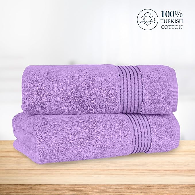 Mocassi Luxury 100% Turkish Cotton 2-Pack Bath Towel Set- Ultra Soft, Quick Dry Highly Absorbent 27 x 54 inch Premium Spa Hotel Quality 2PC Bath Towels - Luxurious Soft Bathroom Towels, Lilac