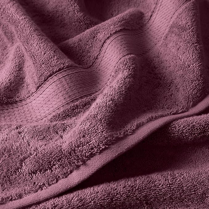 SUPERIOR Egyptian Cotton Pile 6 Piece Towel Set, Includes 2 Bath, 2 Hand, 2 Face Towels/Washcloths, Ultra Soft Luxury Towels, Thick Plush Essentials, Guest Bath, Spa, Hotel Bathroom, Plum