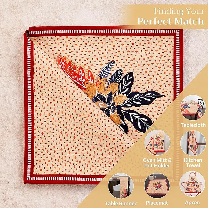 Maison d' Hermine Cloth Napkins Set of 4 100% Cotton for Thanksgiving Christmas Decorations Everyday Reusable Square Fall Napkins Cloth Washable Dinner Party (Kalahari, 20"x20")