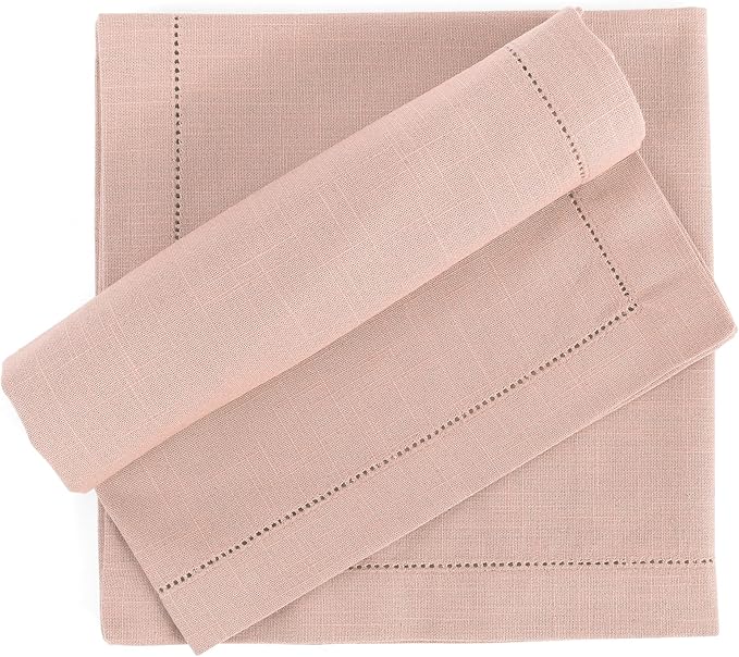 FINGERCRAFT Cloth Napkin Hemstitched 20x20 Inch Generous Picot Hem, Mitred Corner, Everyday Use Premium Quality High GSM and Good Absorbency Set of 12 Easter Color Pink
