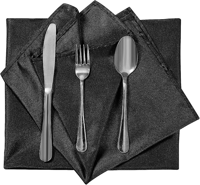 Cloth Napkins 17x17 inch Washable Polyester Dinner Napkins Soft Table Napkins for Wedding Party Dining Banquet(Black,50PCS)