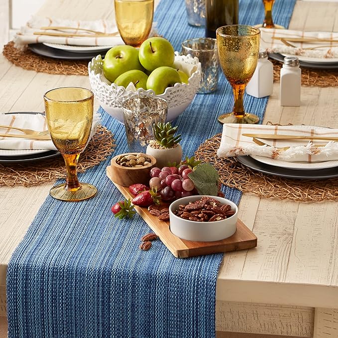 DII Variegated Tabletop Collection, Table Runner, 13x72, Nautical Blue