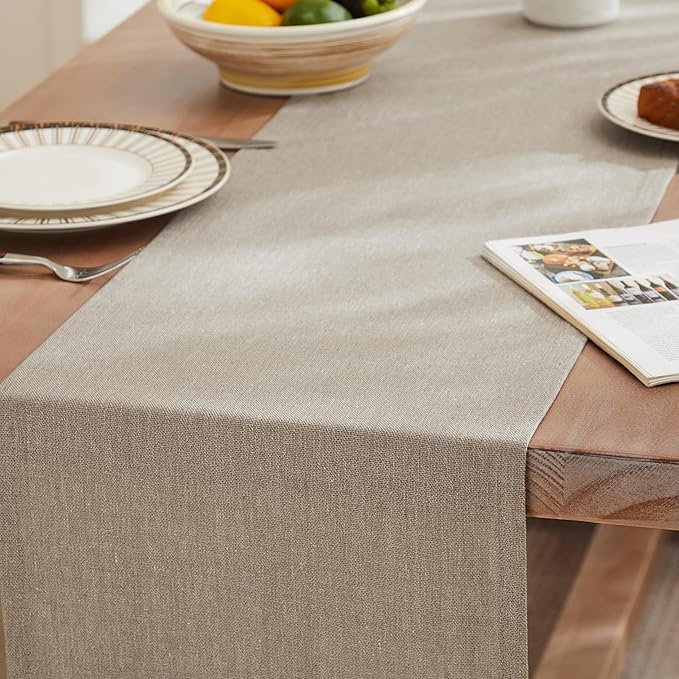 ZeeMart Rustic Cotton Linen Table Runner, 13x108 Inches Cocoa Brown, Farmhouse Style Brown Table Runners 108 Inches Long, Washable Kitchen Dining Table Decoration for Home Party Decor