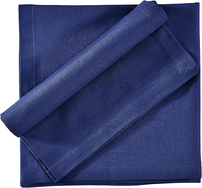 FINGERCRAFT Dinner Cloth Napkins, Cotton Linen Blend Mitered Corner Napkins Cloth 4 Pack Natural Premium Quality for Every Day Use, Parties, Easter, Weddings, 18x18 inch Bellwether