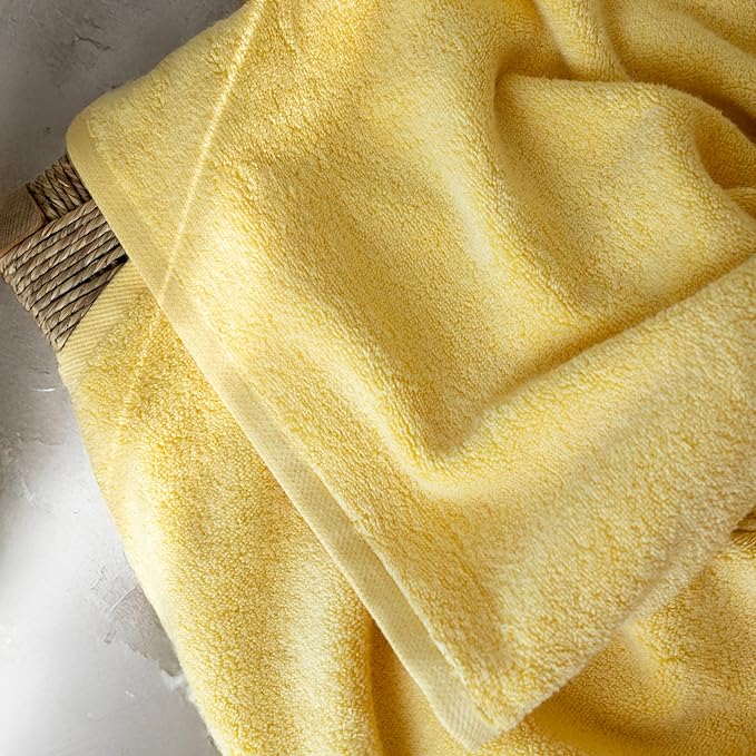SALBAKOS 100% Turkish Cotton Extra Large Bath Sheet Towel Set of 2, 35x70 inch | Premium Quality | Hotel Collection Soft, Absorbent, Oversize Bath Towels | Made in Turkey (Yellow, 2 Bath Sheets)