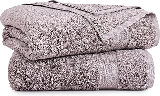 LANE LINEN Oversized Bath Towels Set of 2 (35"x66") - 100% Cotton Ring Spun Extra Large Bath Sheets - Quick Dry, Ultra Soft & Highly Absorbent - Daily Use Hotel & Spa Quality Bathroom Towel - Platinum