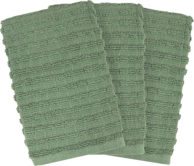 Ritz Royale Collection 100% Combed Terry Cotton, Highly Absorbent, Kitchen Dish Cloth Set, 13-3/4" x 12", 3-Pack, Solid, Juniper